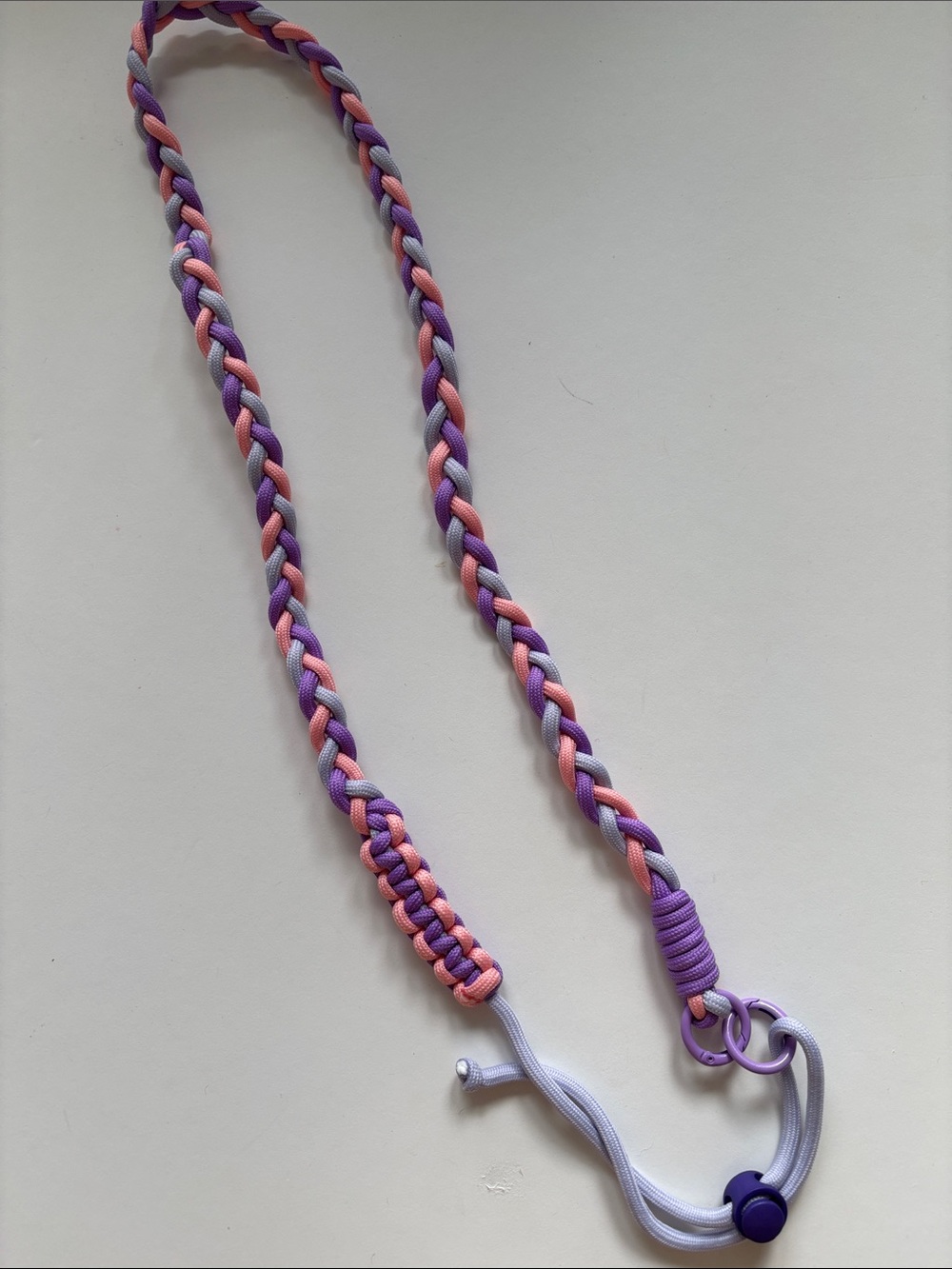 Braided Phone Lanyard - Purple, Pink, Lavender-23”